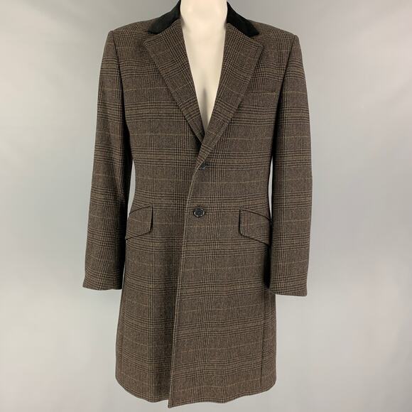 PS by PAUL SMITH Size 42 Olive Black Plaid Wool Nylon Coat - Picture 1 of 7